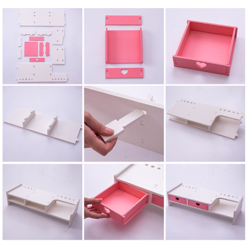 Kệ Gỗ Nâng Màn Hình Máy Tính Đa Năng Có Ngăn Kéo