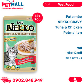 Pate mèo NEKKO GRAVY Tuna & Chicken 70g - Cá ngừ và Gà - 1 hộp 12 gói Petmall