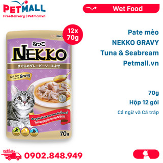 Pate mèo NEKKO GRAVY Tuna & Sea Bream 70g - Cá ngừ và Cá tráp - Hộp 12 gói Petmall