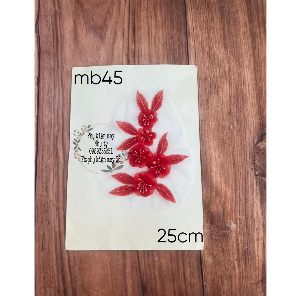 Nhánh ren hoa rời ruy băng 5 màu 30cm xinh xắn