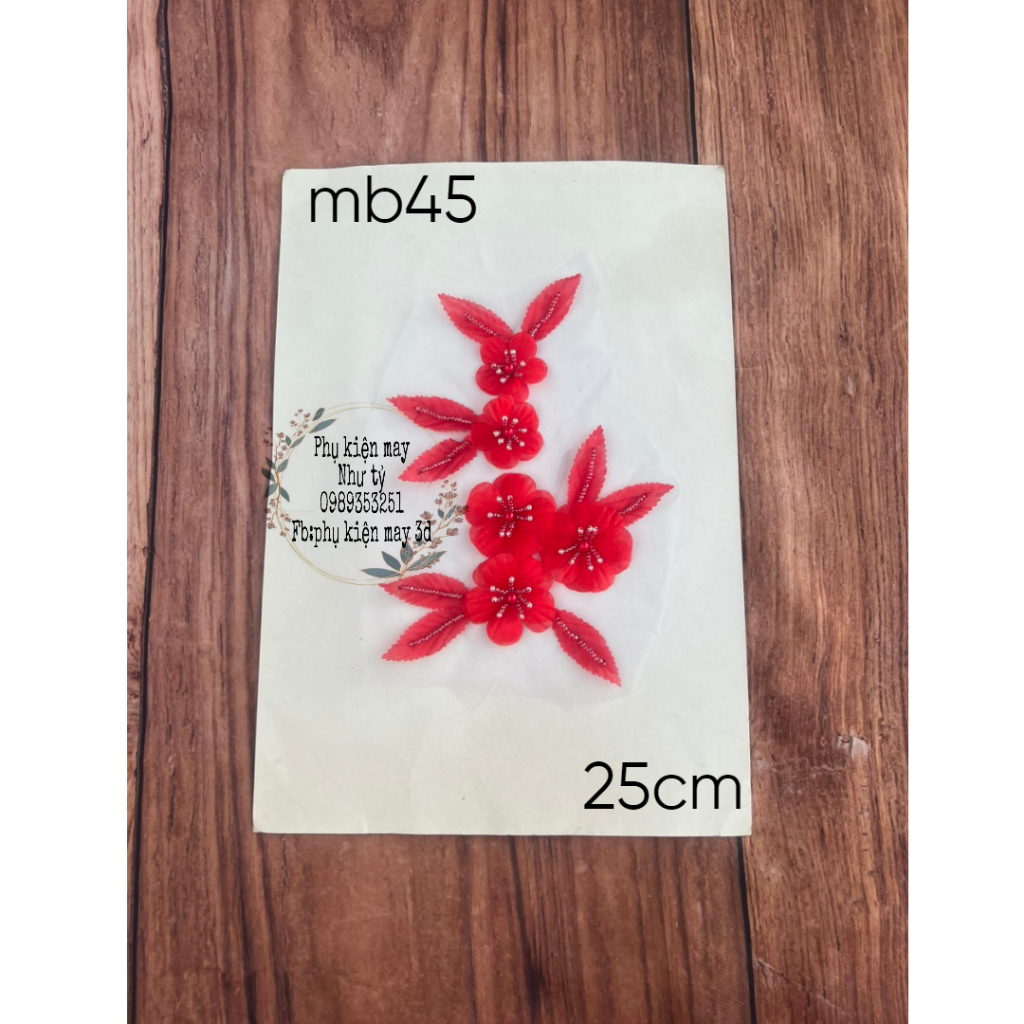 Nhánh ren hoa rời ruy băng 5 màu 30cm xinh xắn