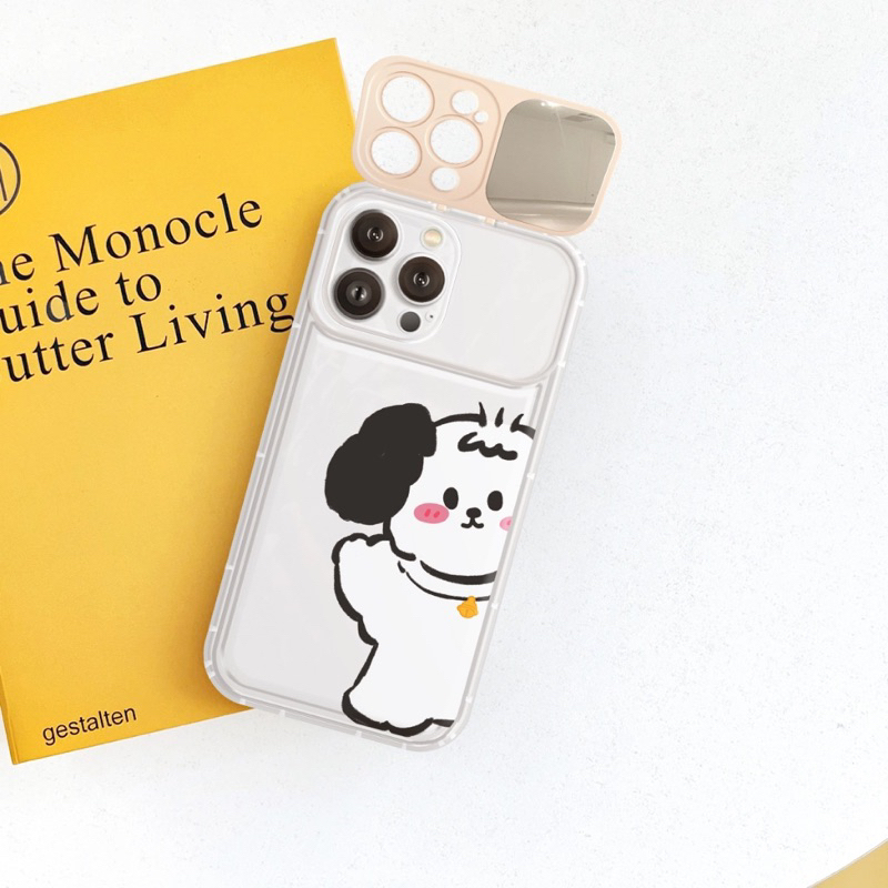 Ốp lung iphone Cún Hi Nắp lật Tráng Gương