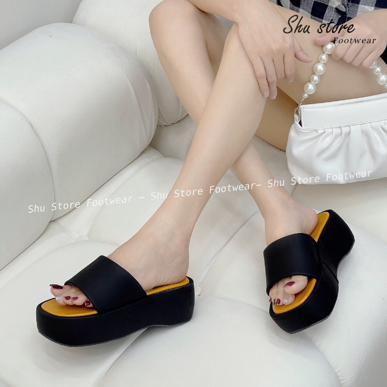 Shu Store | Dép đế xuồng cao 6cm quai ngang phồng thời trang năng động trẻ trung cho nàng