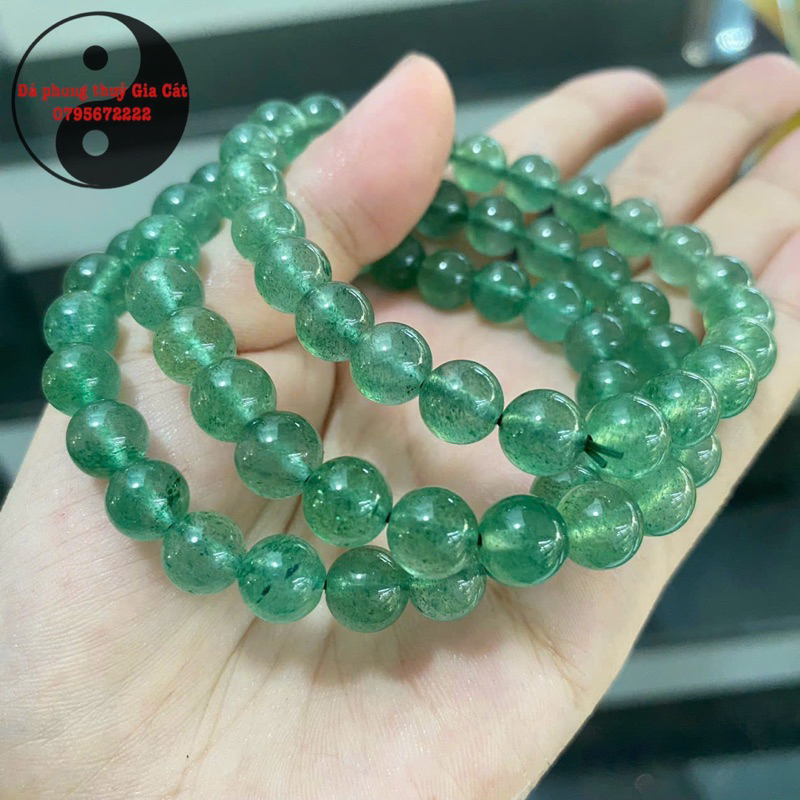 Vòng tay thach anh dâu tây xanh loại vip 8a kiểm định vip đẹp
