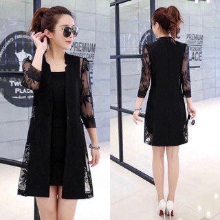 🍒Set đầm body áo khoác ngoài phối ren