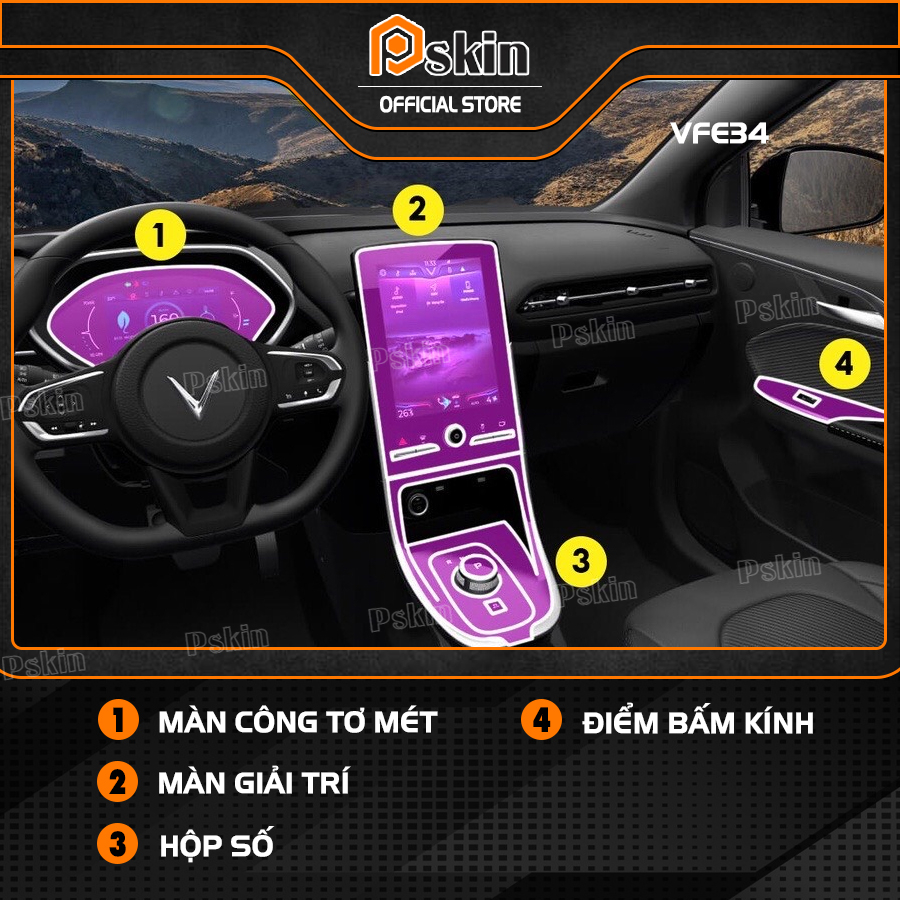 Dán PPF nội thất ô tô Vinfast VFE34 chống xước, che mờ vết xước.