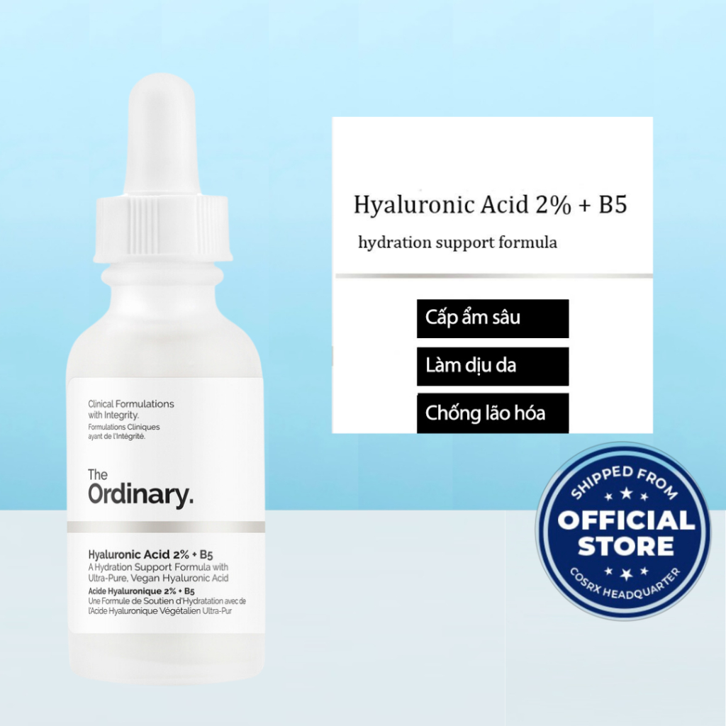 The Ordinary Hyaluronic Acid 2% + B5 Serum Dưỡng Ẩm Tinh Chất Dưỡng Da Hydrate Giữ Ẩm 30ml
