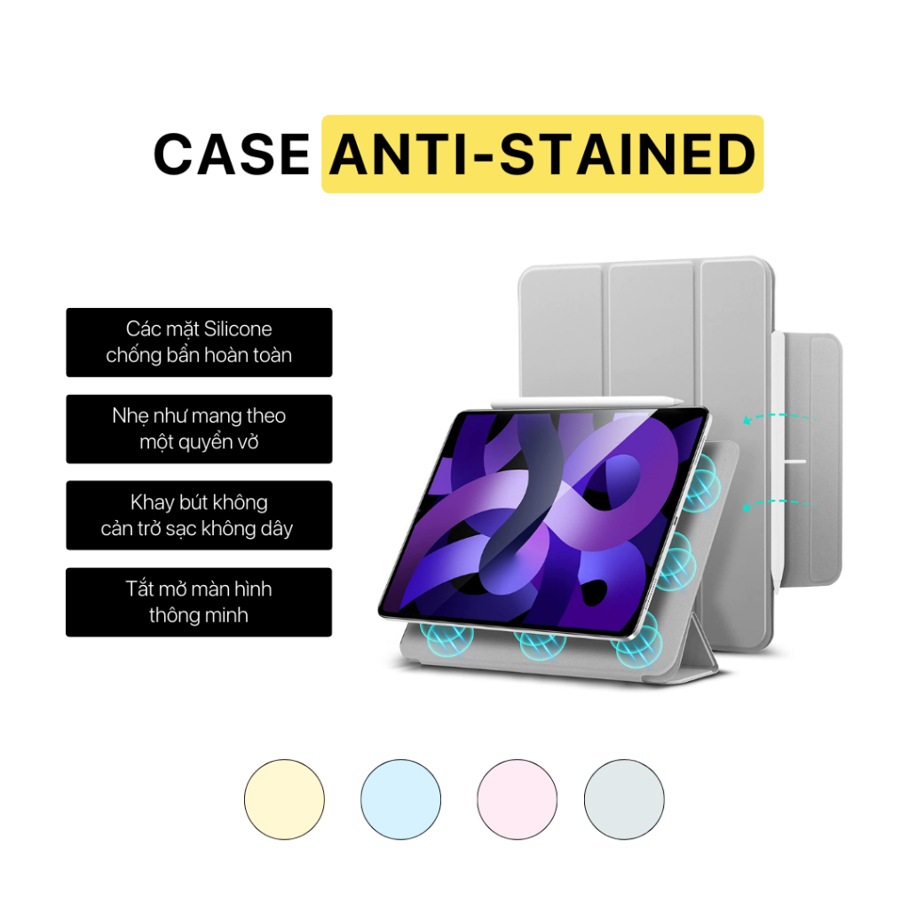 BAO DA I.PAD CHỐNG BẨN TUYỆT ĐỐI hai mặt màu pastel
