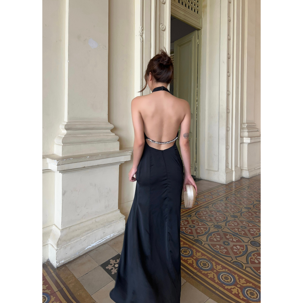 Kate Dress - Đầm đi dự tiệc hở lưng dài cổ yếm