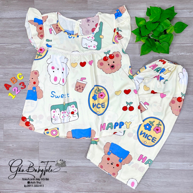 Đồ tole/lanh bé gái lửng size đại GAUBABYTOLE, loại 1 ít nhăn ít rút phù hợp cho các bé