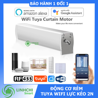 [BẢO HÀNH 12 THÁNG] Động cơ rèm Tuya Wifi lực kéo 2N (55kg) điều khiển từ xa trên điện thoại, remote, ra lệnh giọng nói