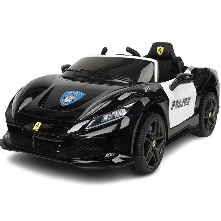 Ô tô điện trẻ em Ferrari Police F8 sơn bóng, khoá điện, 2 động cơ tự lái và điều khiển xa.