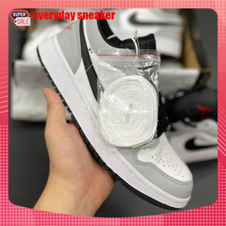 Giày Air Jordan 1 cổ thấp xám chỉ đỏ nam nữ, Giày sneaker Jd 1 low xám chỉ đỏ hợp thời trang 2023