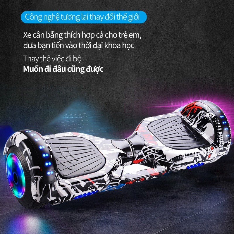 Xe Điện Cân Bằng 2 Bánh Công Nghệ Mới - Xe Cân Bằng 6.5 Inch, 8 Inch Có Đèn Led Dành Cho Trẻ Em Và Người Lớn Kết Nối MP3