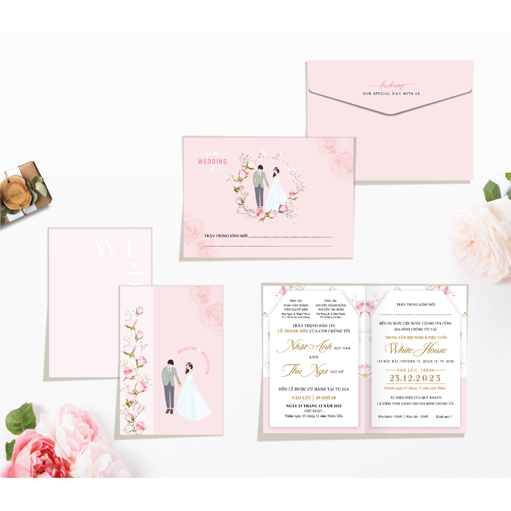 Thiệp cưới có phong bì giá rẻ