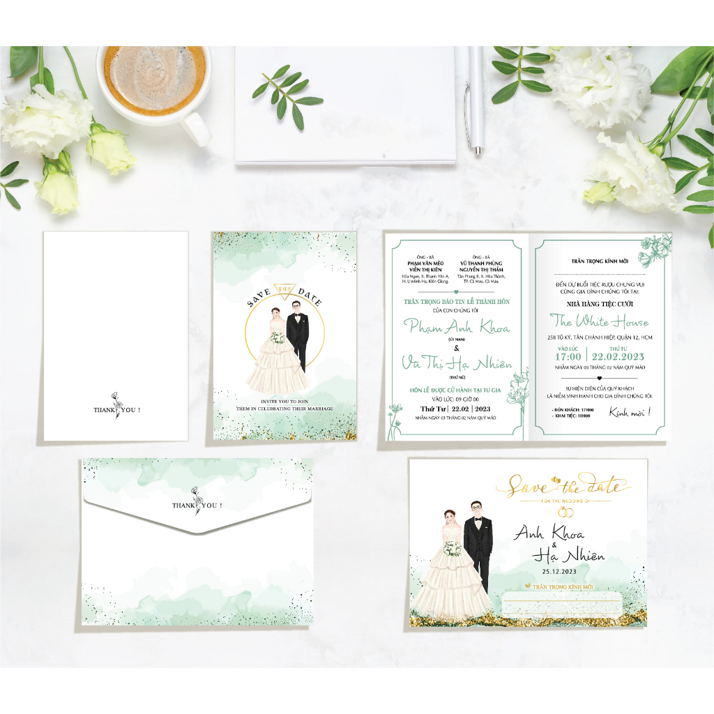 Thiệp cưới có phong bì giá rẻ