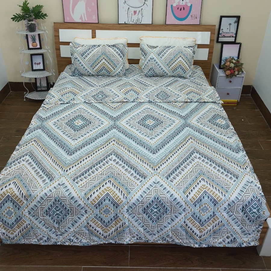 Chăn hè trần bông 3 lớp cotton poly kt 1m7 - siêu gọn nhẹ thấm hút mồ hôi tốt - nhiều mẫu - Thổ Cẩm trắng, Gấu,..