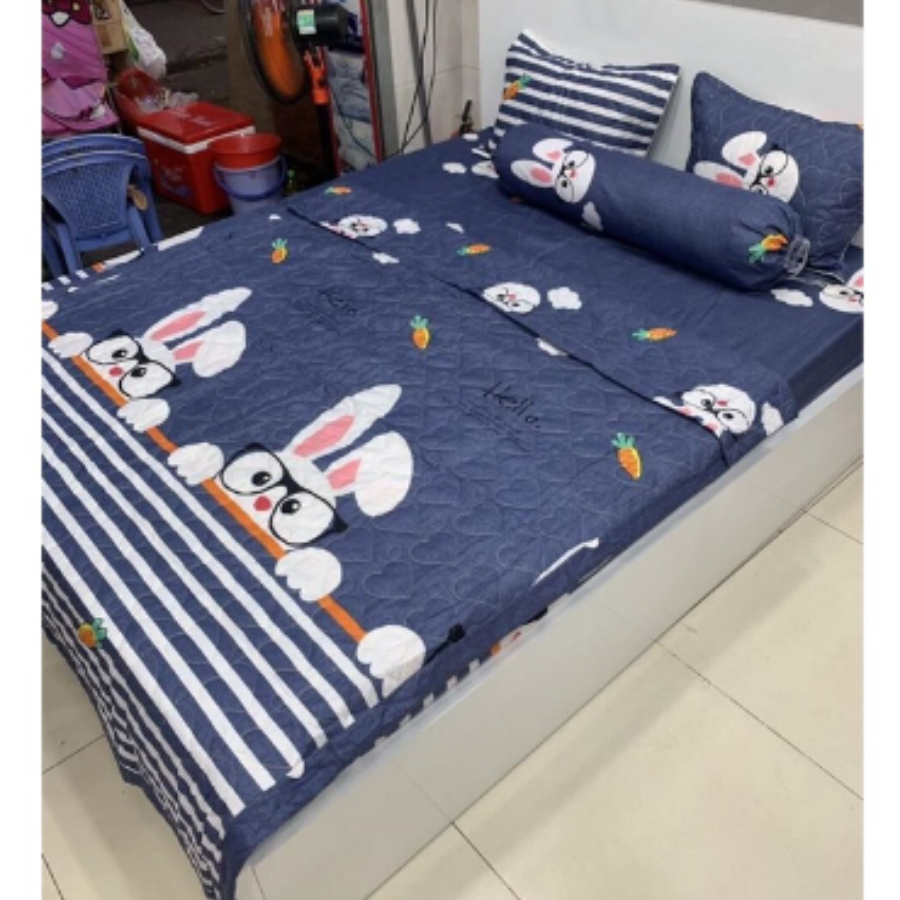 Chăn hè trần bông 3 lớp cotton poly kt 1m7 - siêu gọn nhẹ thấm hút mồ hôi tốt - nhiều mẫu - Thổ Cẩm trắng, Gấu,..