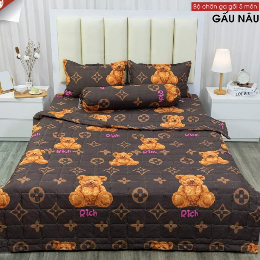 Chăn hè trần bông 3 lớp cotton poly kt 1m7 - siêu gọn nhẹ thấm hút mồ hôi tốt - nhiều mẫu - Thổ Cẩm trắng, Gấu,..