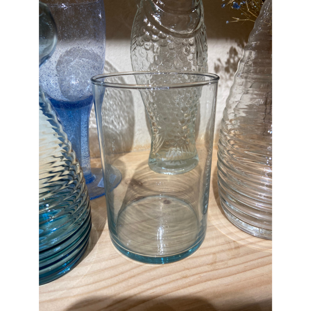 Lọ thuỷ tinh dáng trụ xanh dương nhạt 12cm