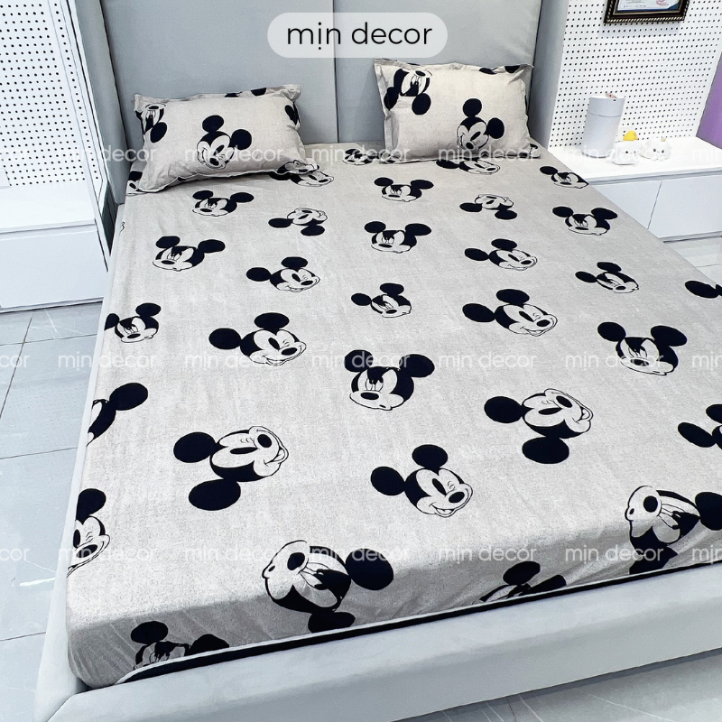 Set 3 món ga gối cotton 3D Mịn Decor, ga trải giường kèm 2 áo gối mát mịn bo chun miễn phí (video ảnh thật)