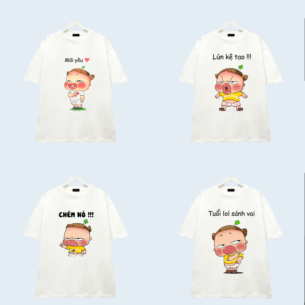 GIÁ RẺ- BST Áo Thun Unisex Áo quỳnh Aka Mẫu hình Meme ( Lùn kệ tao - Tuổi L__ sánh vai) - Áo Trắng chất thun thoáng m