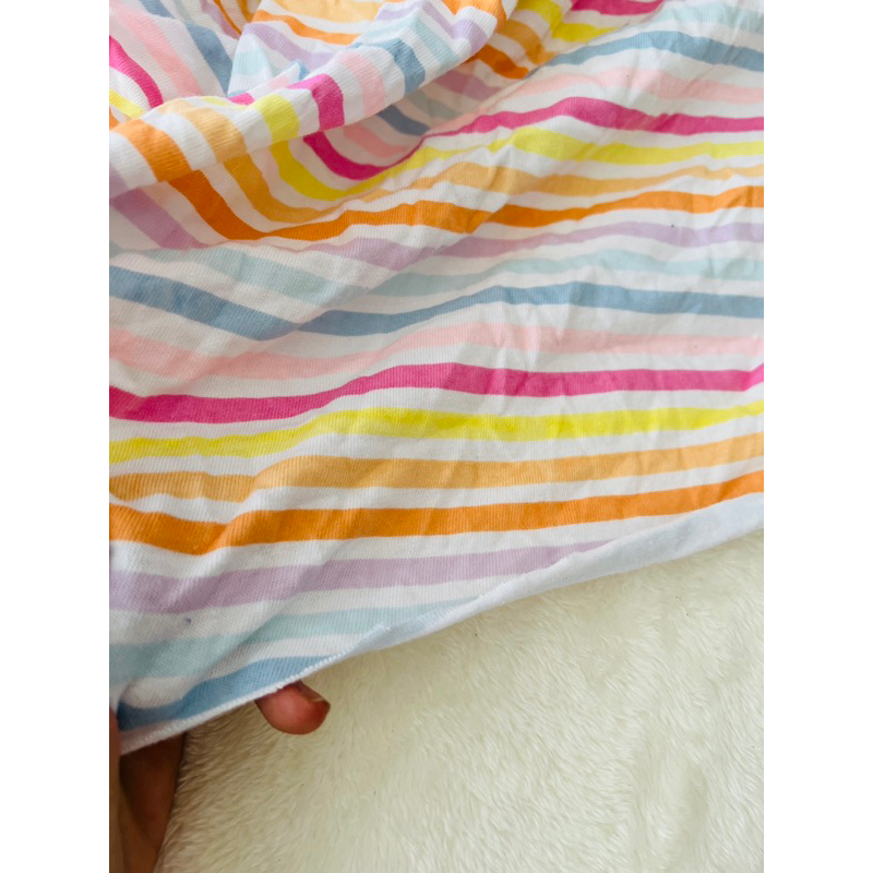 Vải thun cotton 2c sọc ngang bảy sắc cầu vồng tông pastel