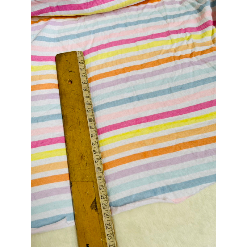 Vải thun cotton 2c sọc ngang bảy sắc cầu vồng tông pastel