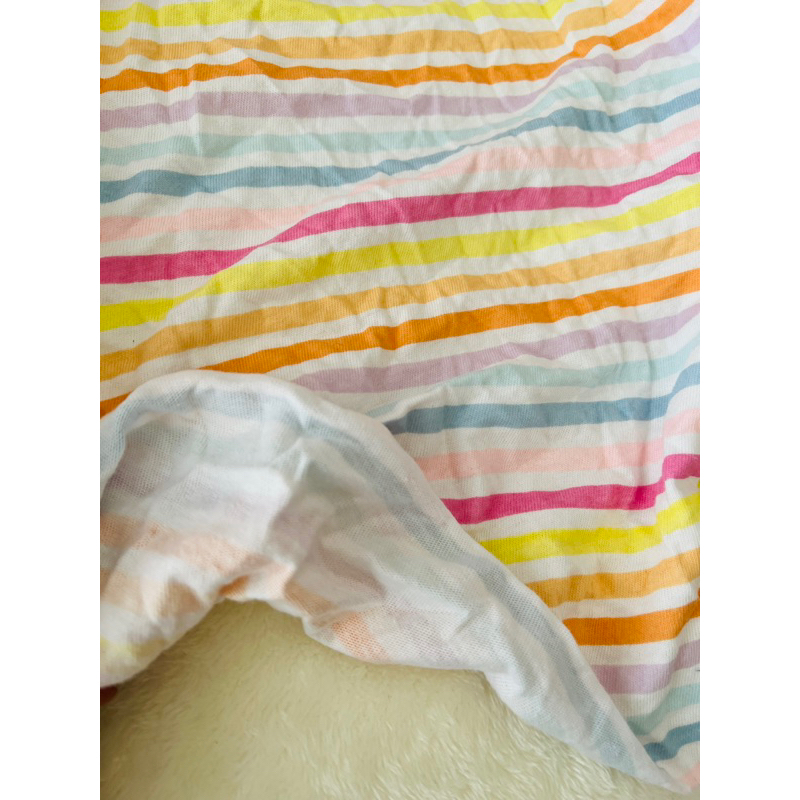 Vải thun cotton 2c sọc ngang bảy sắc cầu vồng tông pastel