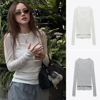 ÁO THUN LEN ÔM TAY DÀI PHỐI ÁO DÂY NGOÀI ZARA XUẤT XỊN - 0264/305