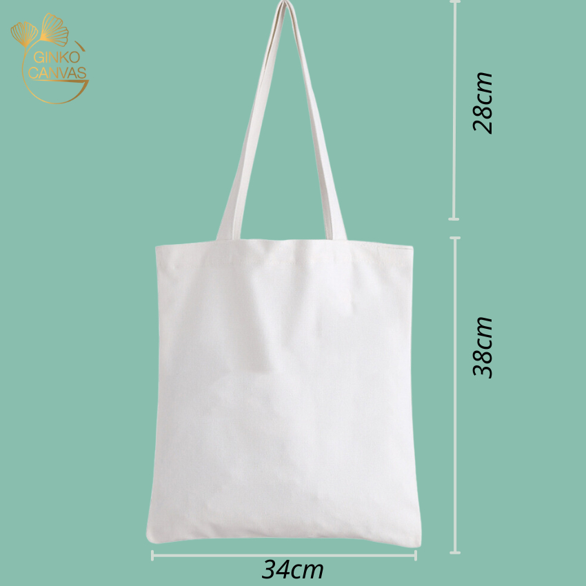 Túi Tote Vải Canvas đeo vai GINKO Có Dây Khóa Kéo( có túi con)  Kiểu Basic In Hình Yeah M50