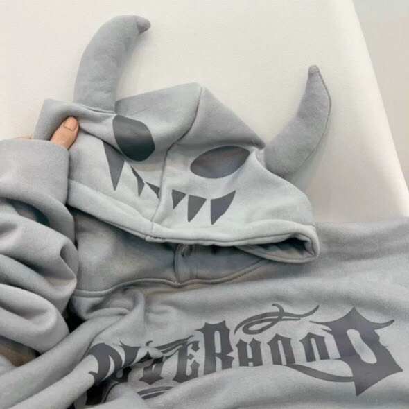 Áo hoodie nam phối sừng NEVERHOOD form rộng, áo khoác hoodie nữ có sừng trên nón 2 lớp dày dặn HYPRETTY