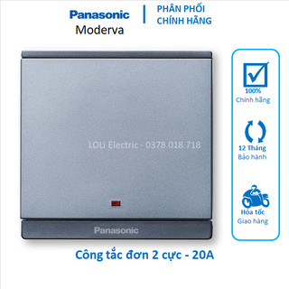 Công tắc đơn vuông máy nước nóng máy lạnh có đèn báo Moderva Panasonic màu trắng vàng ánh kim xám ánh kim