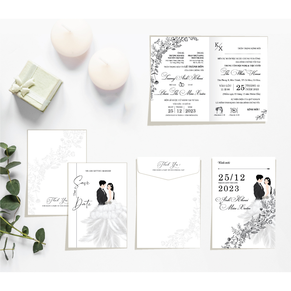 Thiệp cưới có phong bì giá rẻ