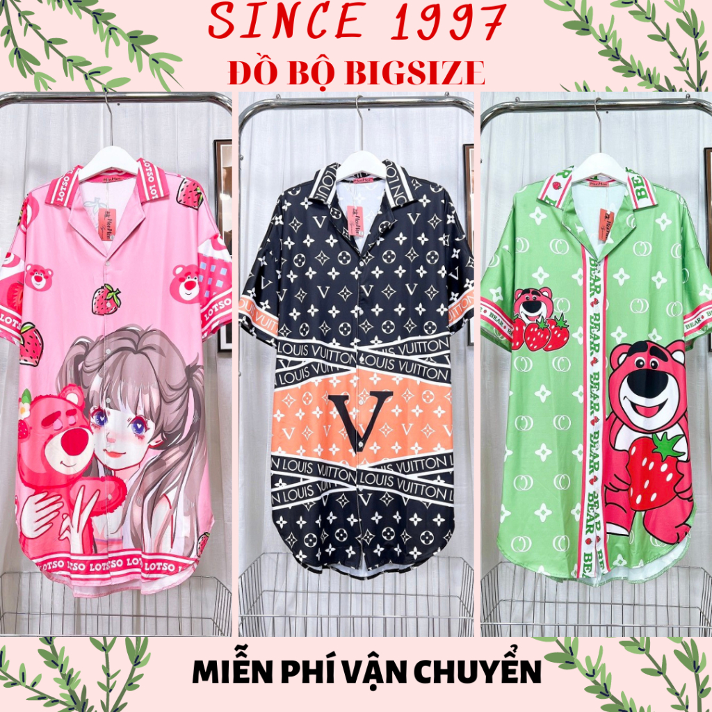 Đồ bộ bigsize ĐẦM THUN LẠNH 5D 60-90kg Pijama đầm ngủ Bigsize, Pijama Thun Lạnh cao cấp mềm mại và sang trọng