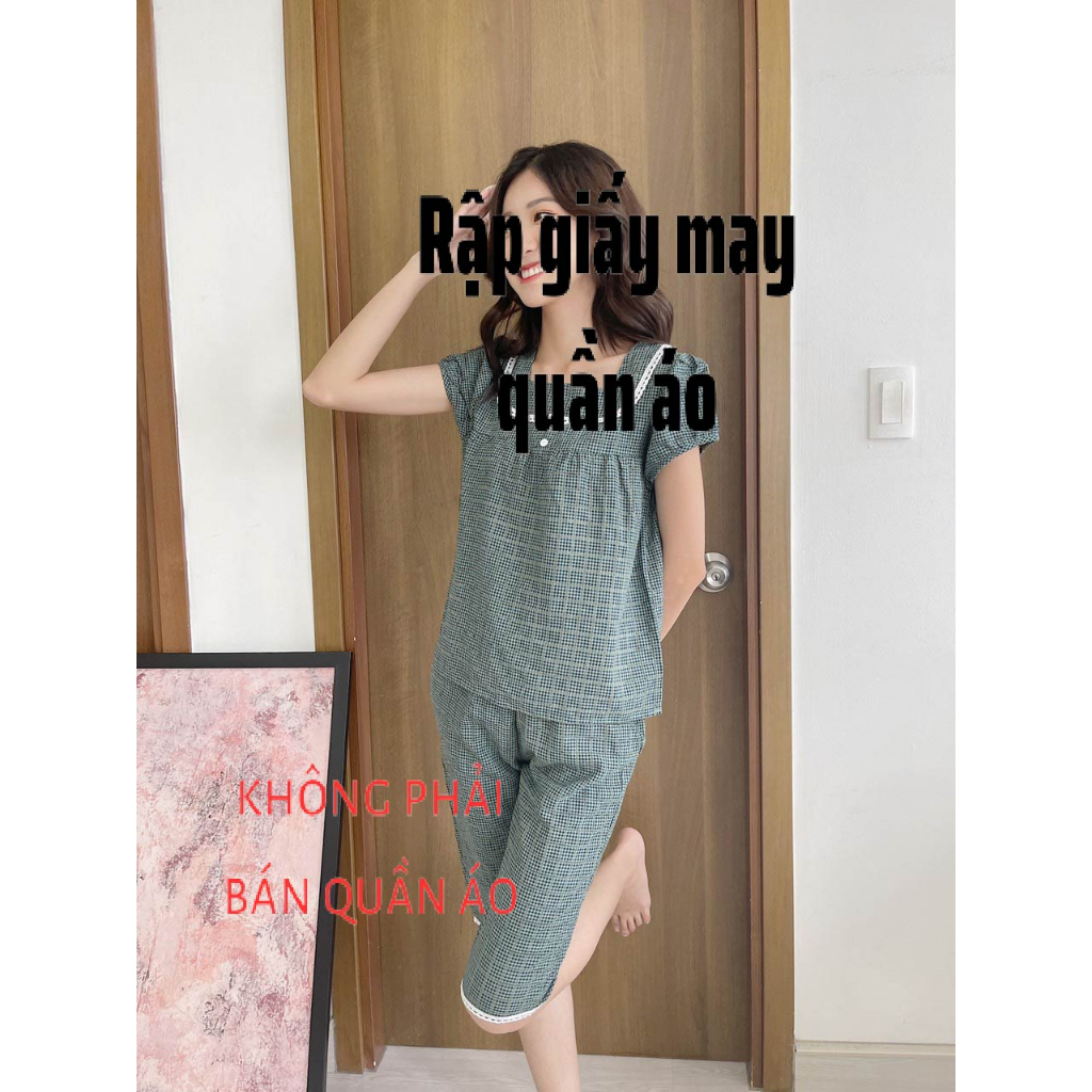 Rập Bộ Mặc Nhà Quần Ngố Áo Cộc Cổ Sen Bèo Ngực Mã 6007