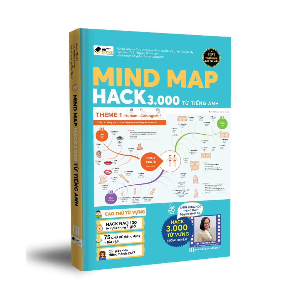 Sách - Mind map hack 3000 từ vựng tiếng Anh bằng sơ đồ tư duy - Tặng khóa học online trị giá 980.000đ