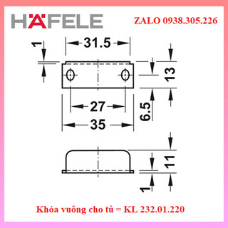 Khóa vuông cho tủ = KL 232.01.220