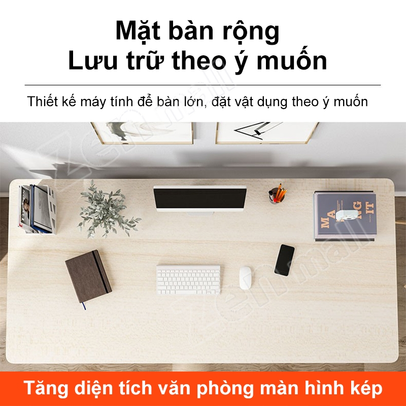 Zen Bàn làm việc, U bàn học đa năng mặt bàn gỗ chống xước chân sắt tròn to chắc chắn giá rẻ cho sinh viên