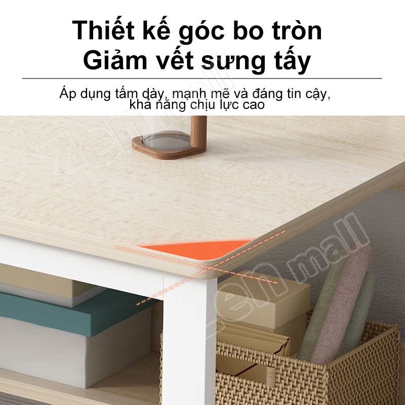 Zen Bàn làm việc, U bàn học đa năng mặt bàn gỗ chống xước chân sắt tròn to chắc chắn giá rẻ cho sinh viên