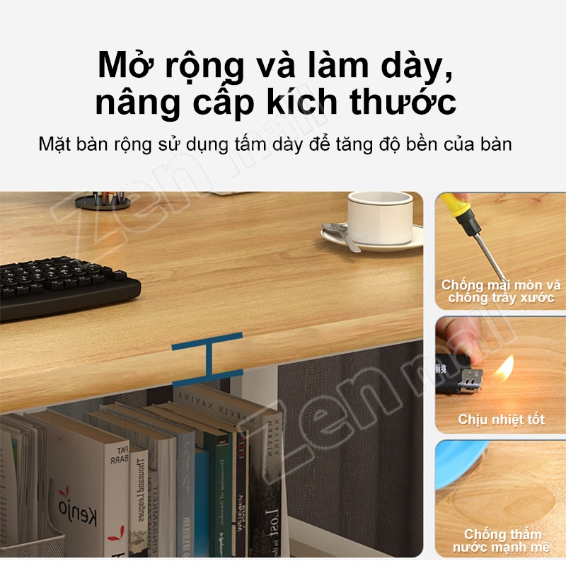 Zen Bàn làm việc, U bàn học đa năng mặt bàn gỗ chống xước chân sắt tròn to chắc chắn giá rẻ cho sinh viên