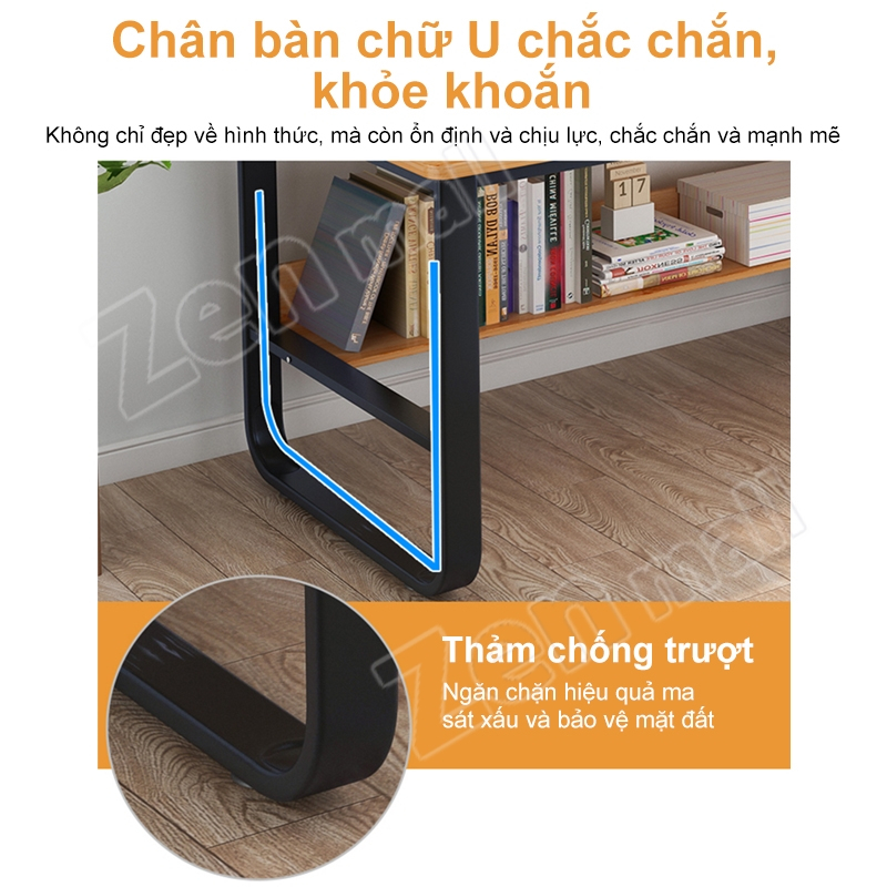 Zen Bàn làm việc, U bàn học đa năng mặt bàn gỗ chống xước chân sắt tròn to chắc chắn giá rẻ cho sinh viên