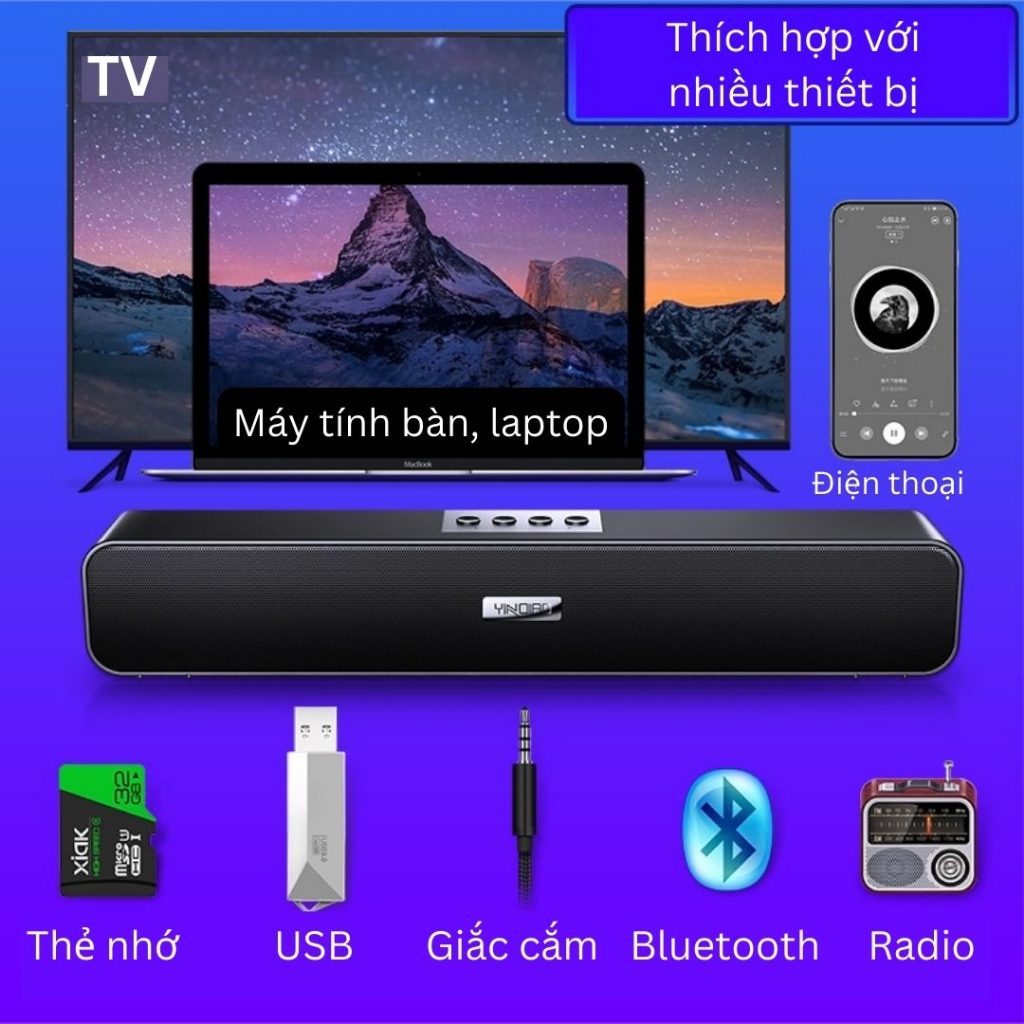 Loa Bluetooth Speaker A36 Không Dây Dáng Dài Siêu Trầm Siêu Bass Âm Thanh Vòm Chất Lượng Hỗ Trợ Bluetooth5.0 USB Giá Tốt