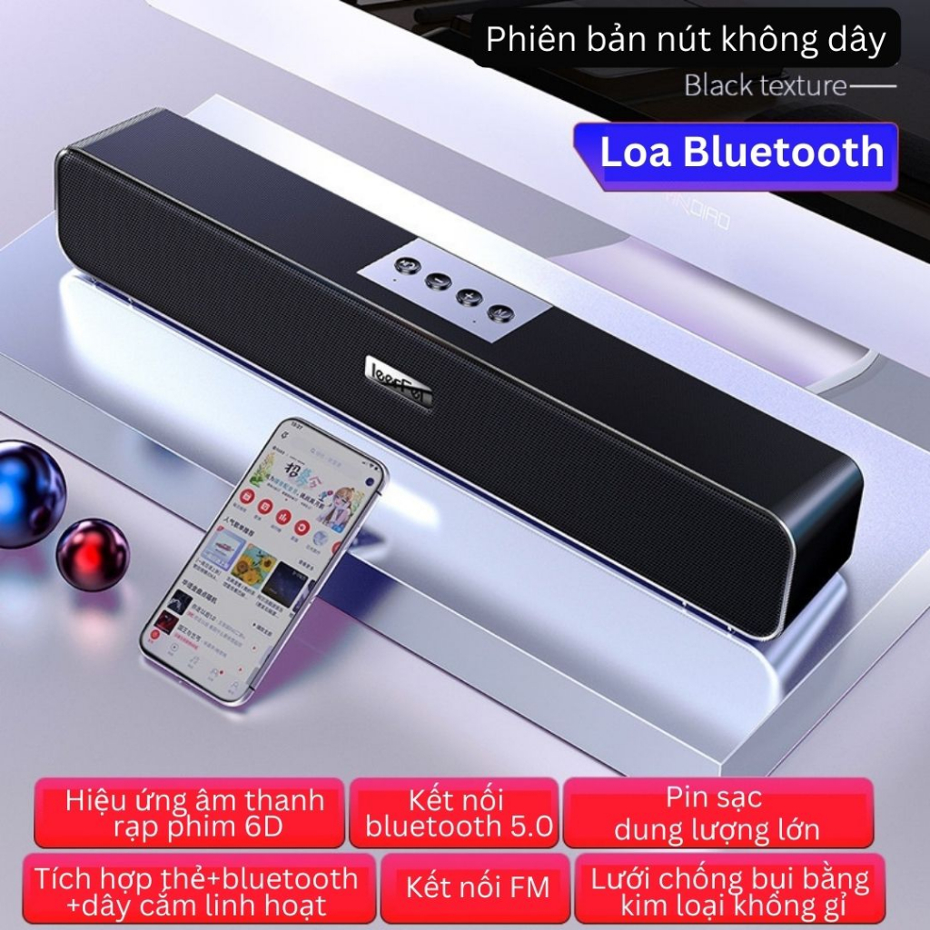 Loa Bluetooth Speaker A36 Không Dây Dáng Dài Siêu Trầm Siêu Bass Âm Thanh Vòm Chất Lượng Hỗ Trợ Bluetooth5.0 USB Giá Tốt