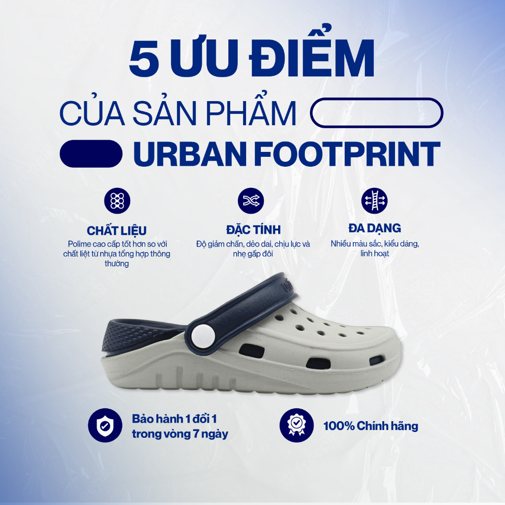 Dép sục chất liệu Eva Phylon siêu nhẹ, thoáng khí, chống nước Urban Footprint (D2002 KID1) cao cấp