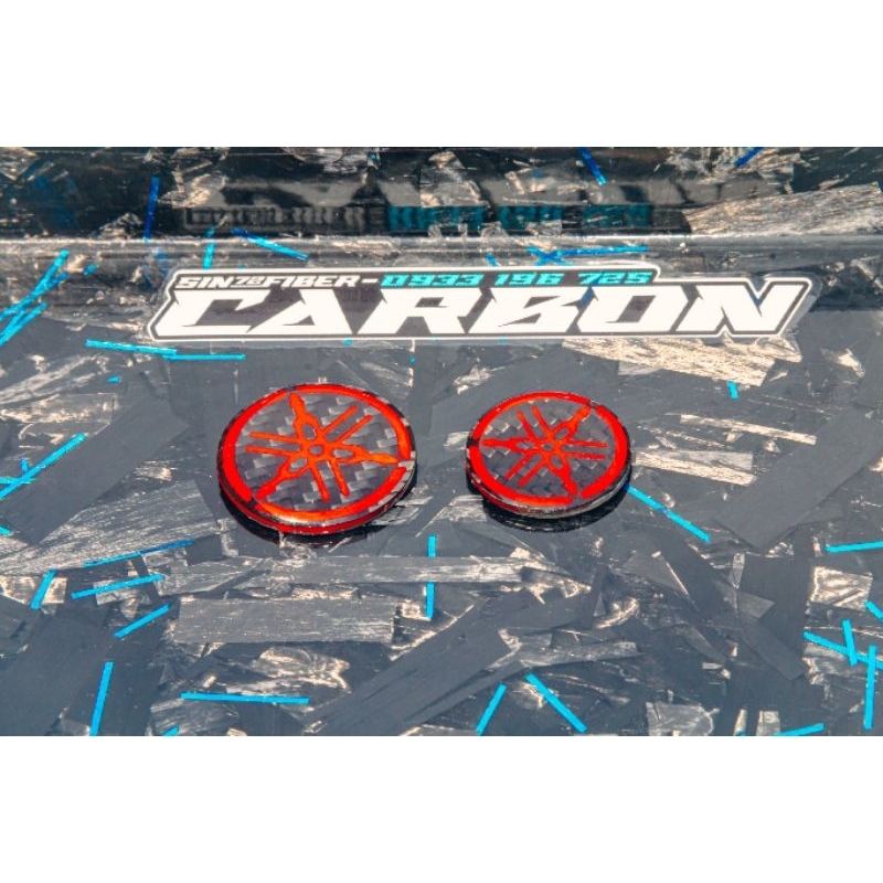 Logo Dán YAMAHA Đỏ Đúc Sợi CarbonFiber Cao Cấp