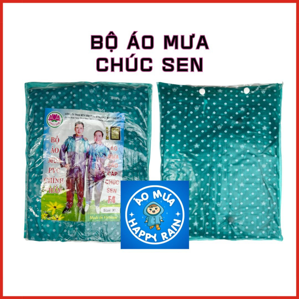 Bộ Áo Mưa Chấm Bi Chúc Sen Siêu Dẻo Chống Nước