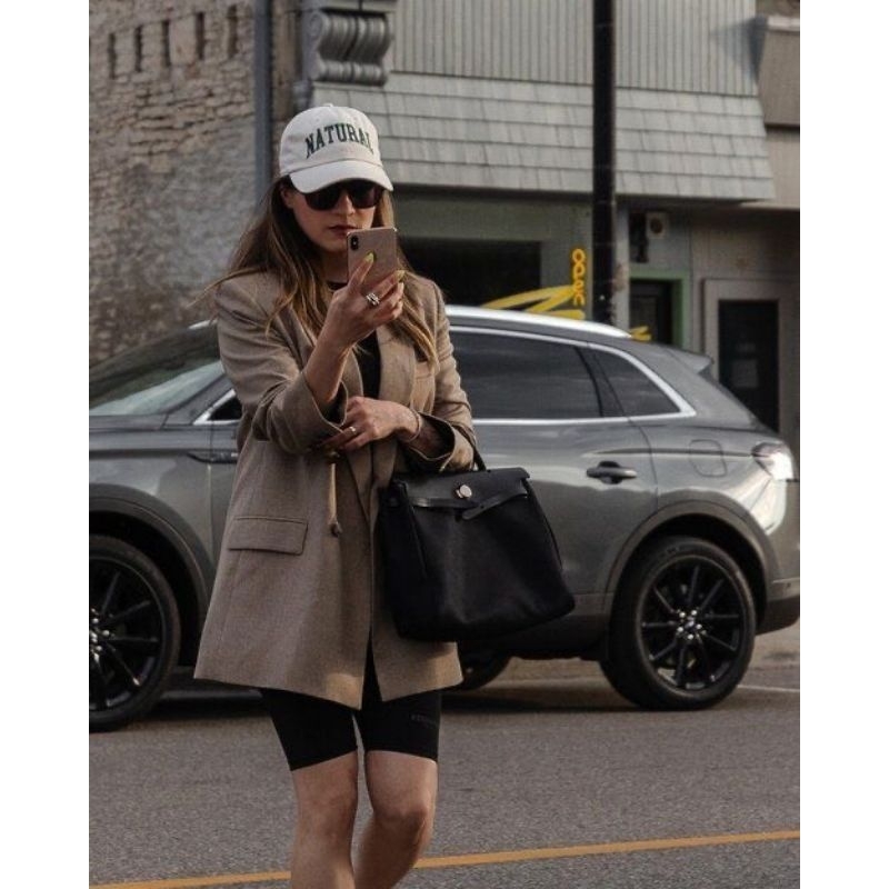 Túi xách nữ H.M herbag sz25cm đen khóa bạc tặng kèm 1 ví cực đẹp fullbox