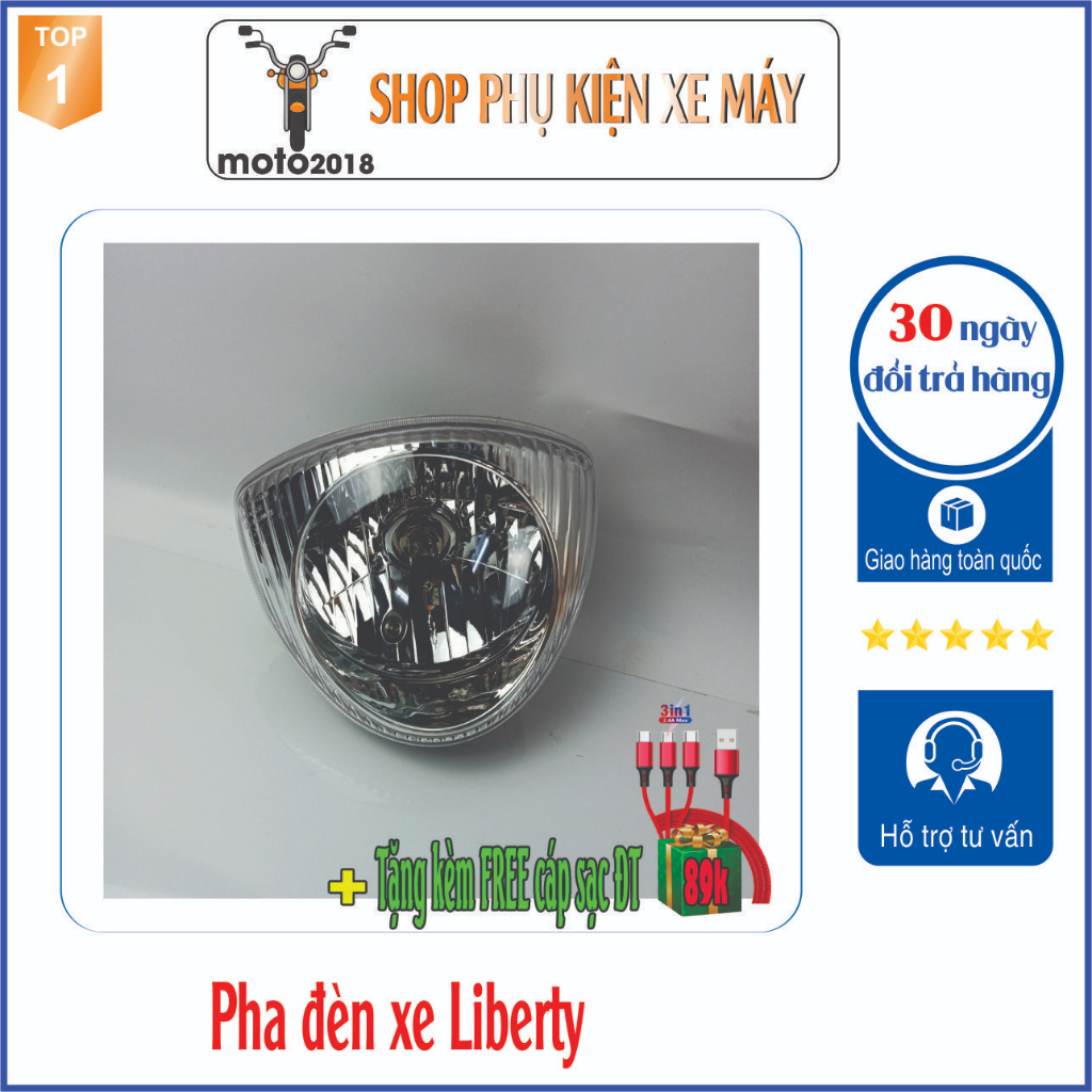  Bộ đèn pha xe máy Liberty kèm bóng - [Tặng cáp sạc nhanh 3in1]