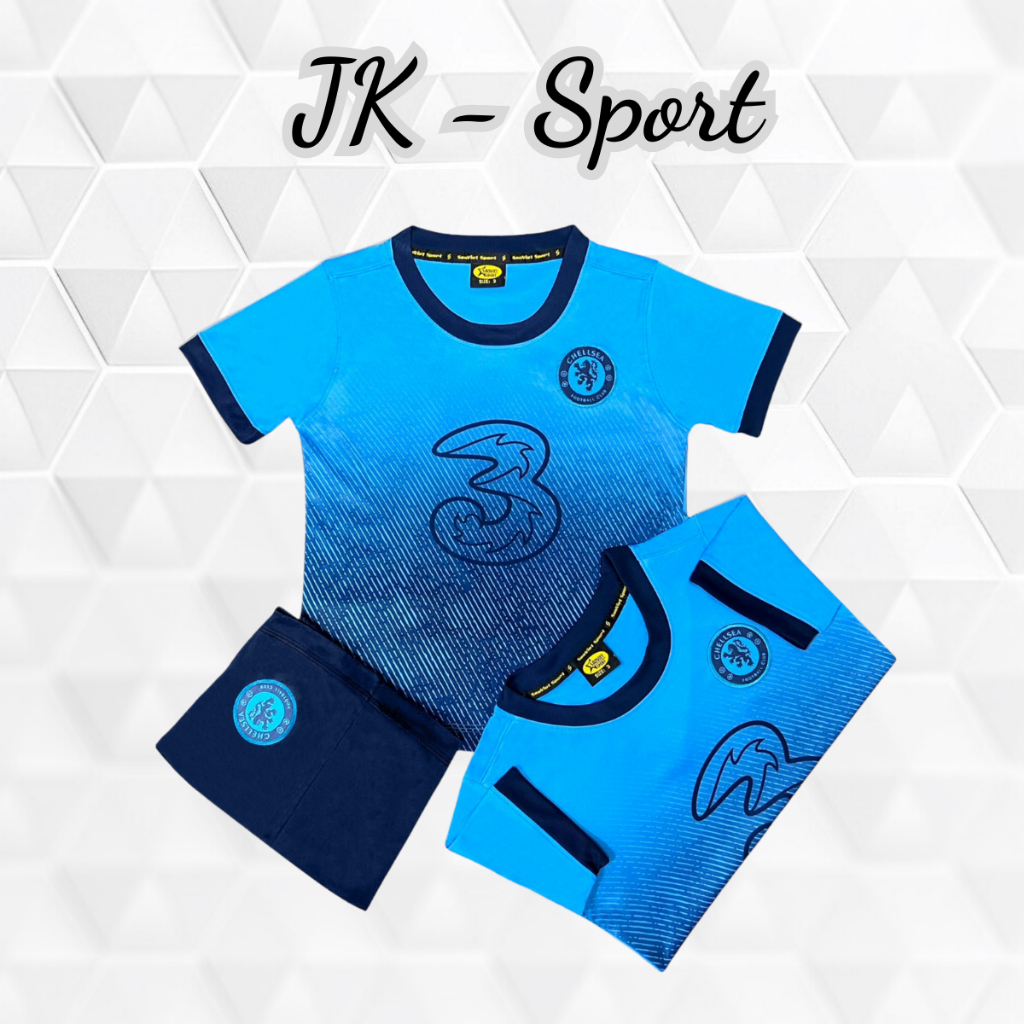 Bộ quần áo đá bóng Trẻ Em Chelsea ( XANH ) - Thun Lạnh Cao Cấp - JKSport